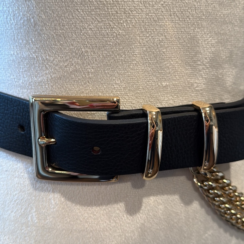 B-Low the Belt Phoenix Black leather and Gold Chain belt size small - Picture 3 of 6